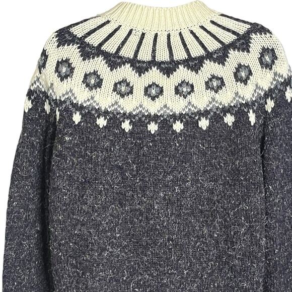 Vtg 80s Limited Express Sweater Women’s M Nordic Fair Isle Cream Black Gray - Picture 6 of 9